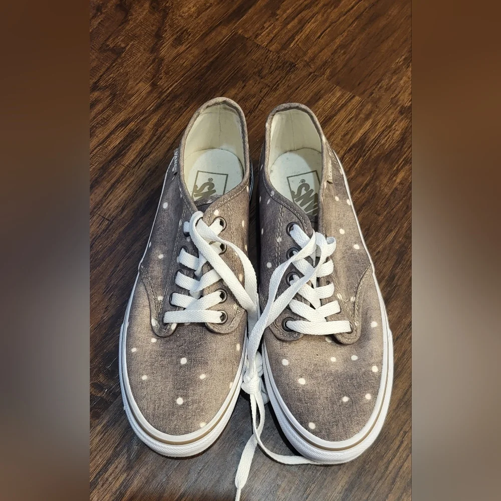 Vans Light Brown Polka Dot Sneakers Size 7.5 Twee Feminine Neutral Casual